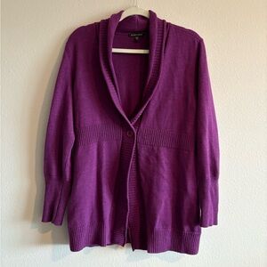 Eileen Fisher 100% Merino Wool Cardigan Shawl-Collar Purple Women’s Medium